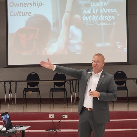 Concordia School Superintendent Quentin Breese Presenting at the USD 333 Concordia Community Education Retreat on Wednesday, August 3rd