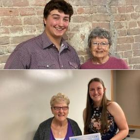 Shirley Moynihan, CCHC Auxiliary President, Presents a Scholarship Award to Shelby Giersch, while Marilyn Flesher, CCHC Auxiliary Vice President, Presents a Scholarship Award to Jordyn Scott