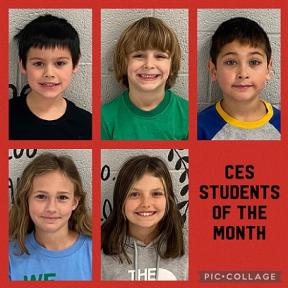 Parker Stimatze, Jackie Palmer, Hunter Pfister, Liam Shuler, and Cleo Collins Have Been Named the CES Students of the Month for November