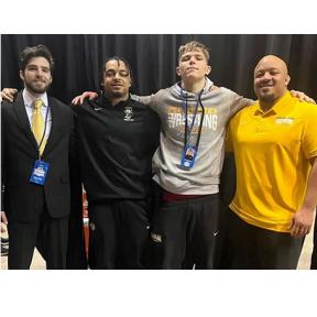 Ibrahim Ameer (middle left) and Wyatt Powell (middle right) Both Earned All-American Status at the 2023 NJCAA Wrestling Championships